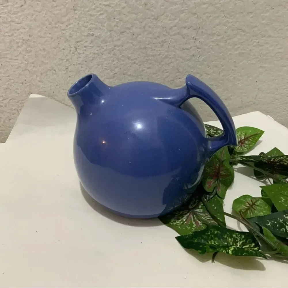 Vintage Red Wing Pottery Blue Ball Tilt Pitcher Round 6” tall A14